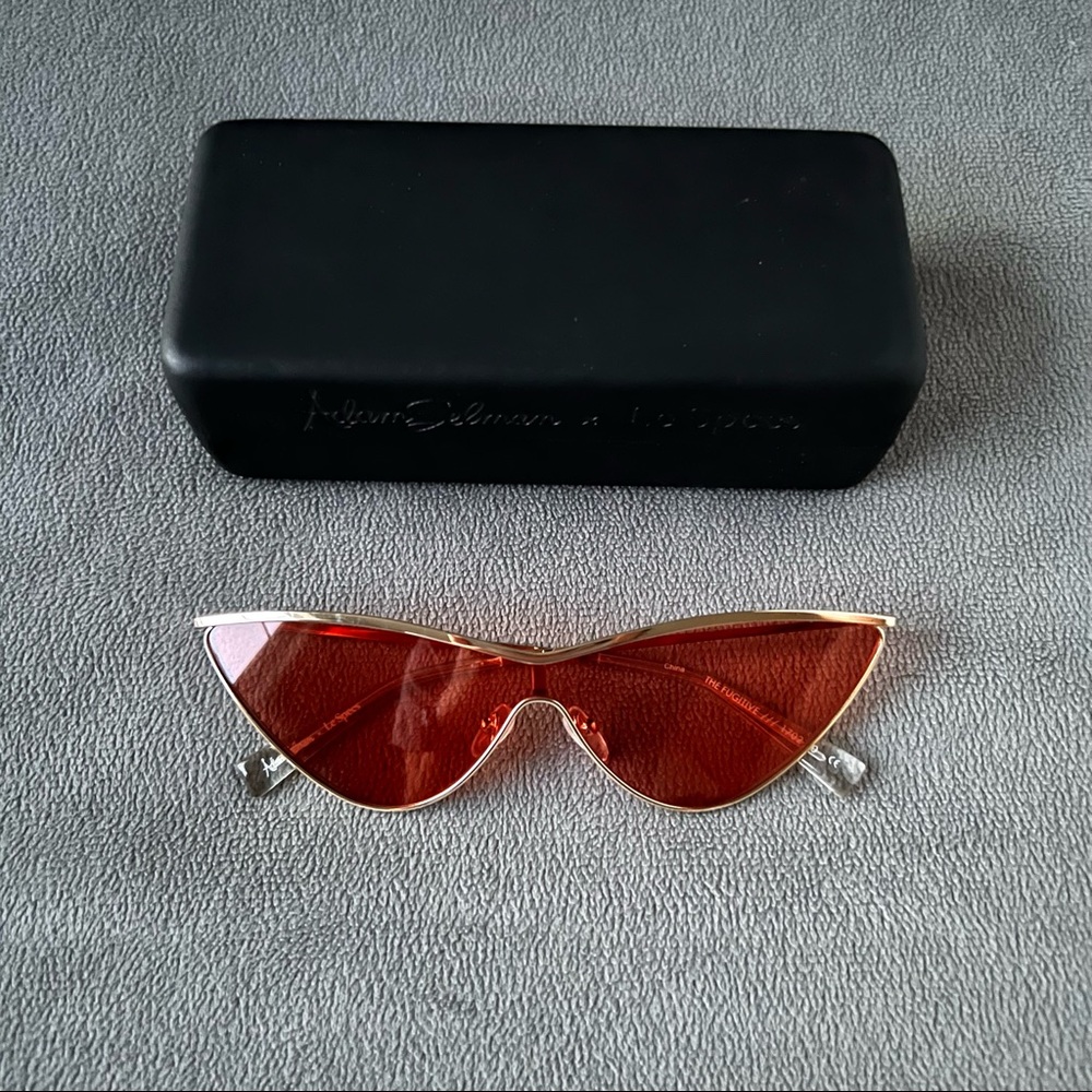 Adam Selman x Le Specs The Fugitive Sunnies in Bright Gold & Tangerine Tint